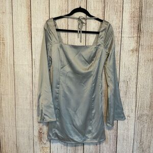 Elegant Silver Long Sleeve Dress